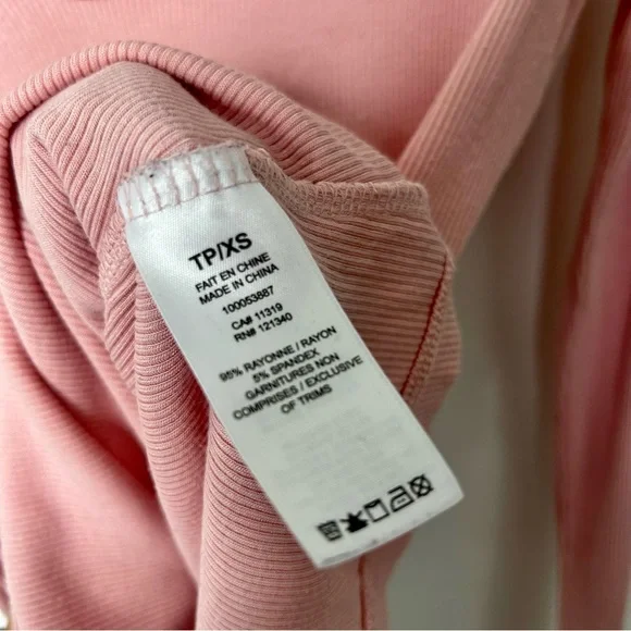 Baby Pink Dynamite Ribbed V-Neck - Picture 3 of 4